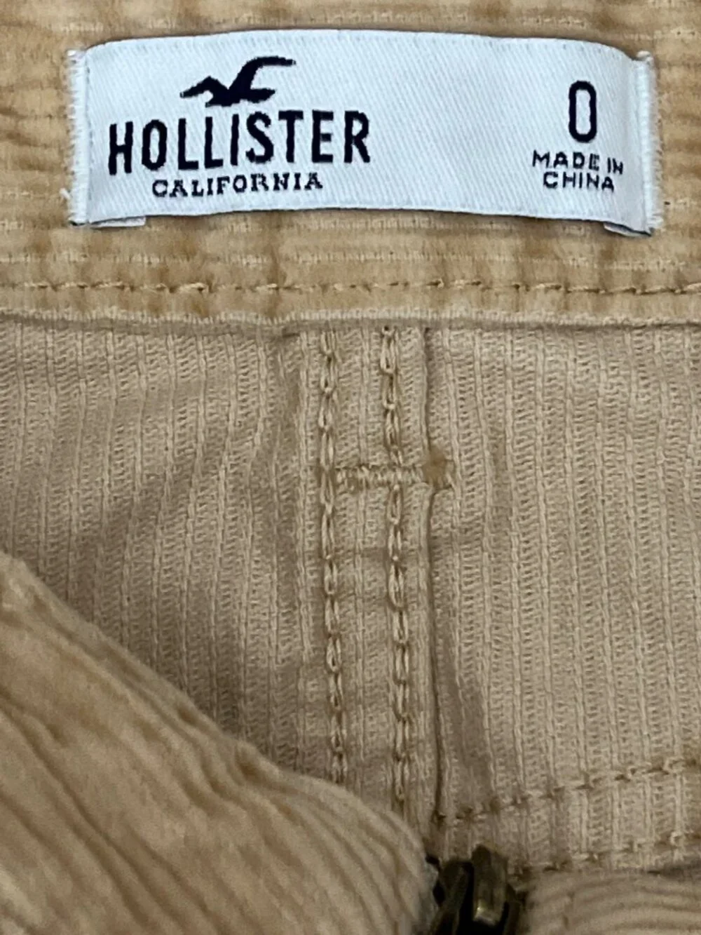 Hollister Corduroy Mini Skirt Womens 0 Tan High Rise Zip Front Pockets